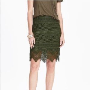 Banana Republic Green olive lace skirt